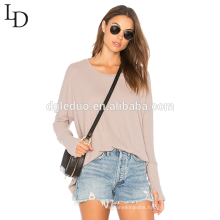 Latest design autumn long sleeve loose casual ladies pullover sweater